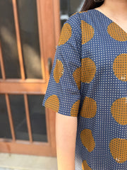 Indigo Polka Top sleeve detail by Sanskritam
