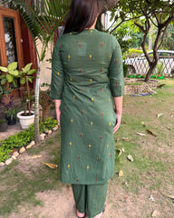 Green small leaf south cotton coord set