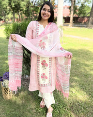 Pink Handblock Full suit set