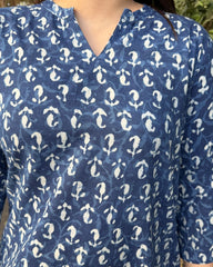 Indigo Ban neck Ambi Short kurti