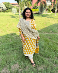 Mustard Bagru full suit set