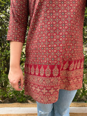 Maroon ajrakh short kurti