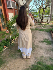 Beige Chikan Lace Kurta - MYSANSKRITAM