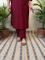 Maroon solid full suit set  with designer dupatta