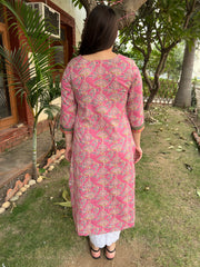 Pink floral kurta