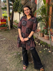 Saanjh Handblock Coffee Top by MySanskritam