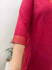 Red Narayanpeth border kurti