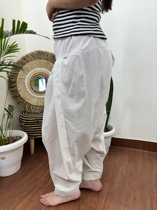 White overall elastic salwar