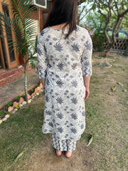 Sanganeri grey floral kurta