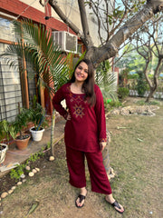 Maroon woollen coord set