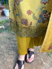 Leaf green Floral Spun suit set