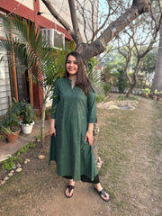 Green South Cotton Aline Kurta