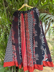 Black ajrakh multi kali skirt