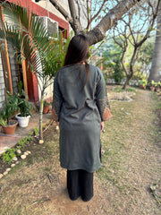 Grey Afghani Style Black Phiran