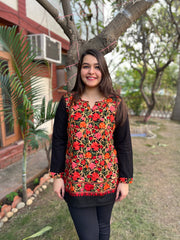 Black Kanni embroidered short kurti