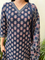 Dark blue floral Suit Set