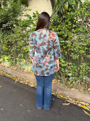 Dusty blue floral printed Shirt