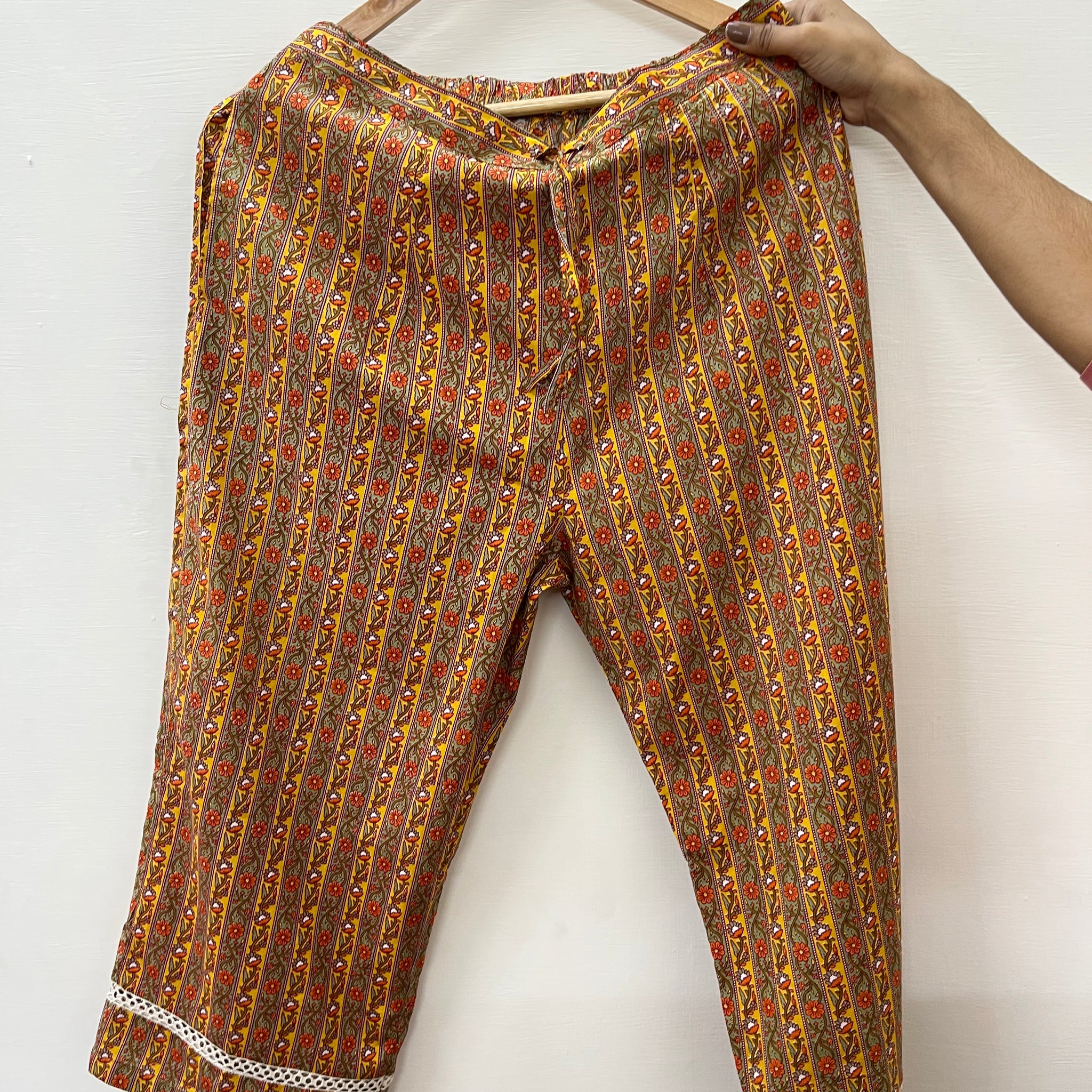 mustard multi printed palazzo