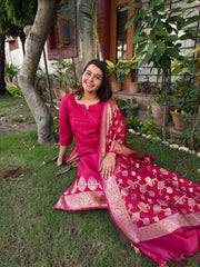 Maroon Banarsi Full suit set