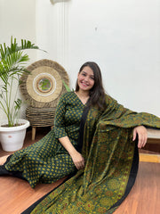 Green rose modal kurta duppata set