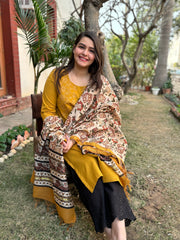 Mustard embroidered kurta with Chanderi Duppata