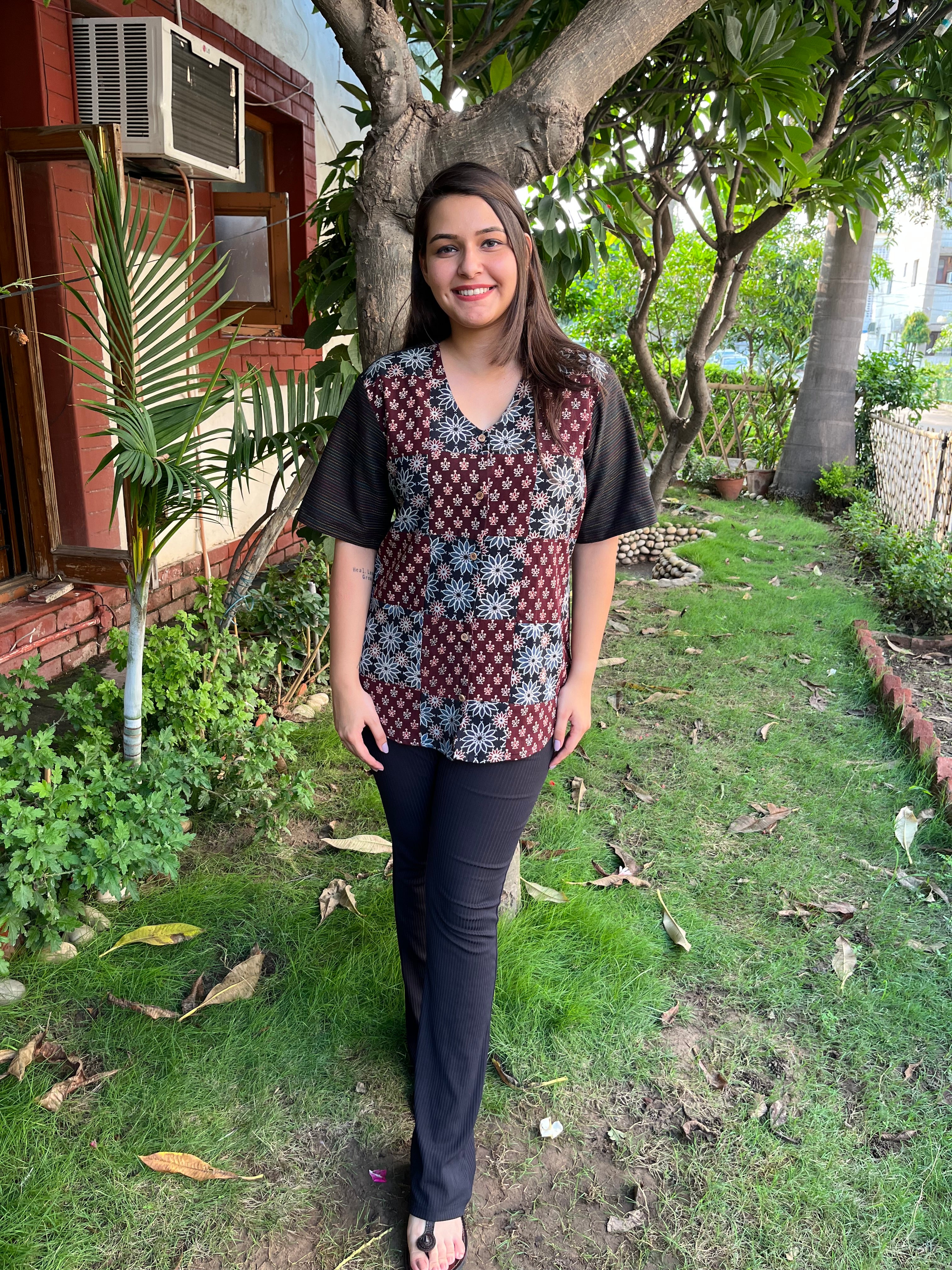 Black Multi patch shirt - MYSANSKRITAM