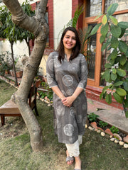 Grey circle Digital print kurta