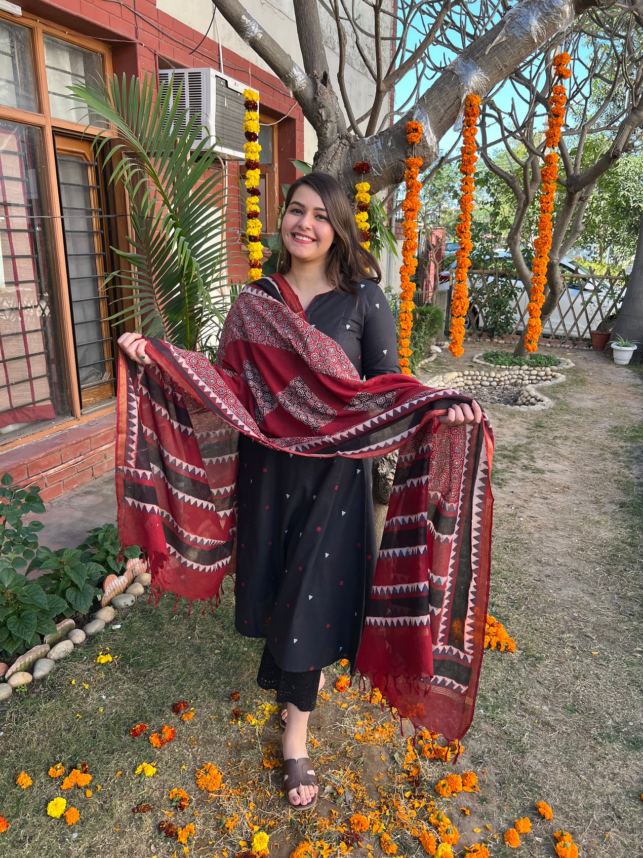 Reena Black Modal Silk Kurta Duppata Set main image 0