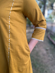 Mustard A-line Basic kurta