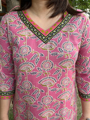 Pink floral kurta