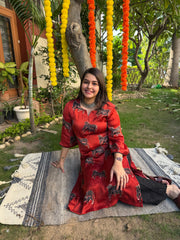 Maroon Nandi Modal silk kurta