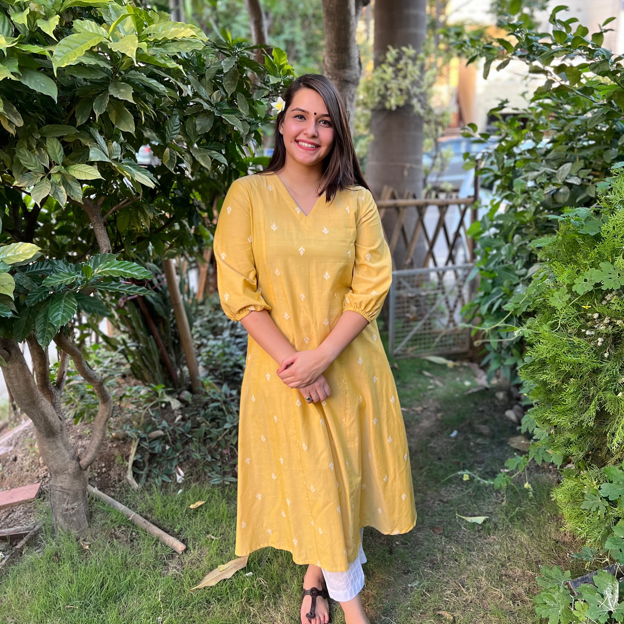 Lemon Buti Basic Kurta - MYSANSKRITAM