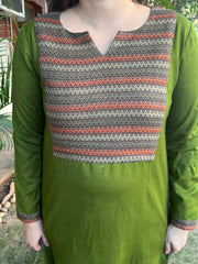 Green woollen Yoke kurta