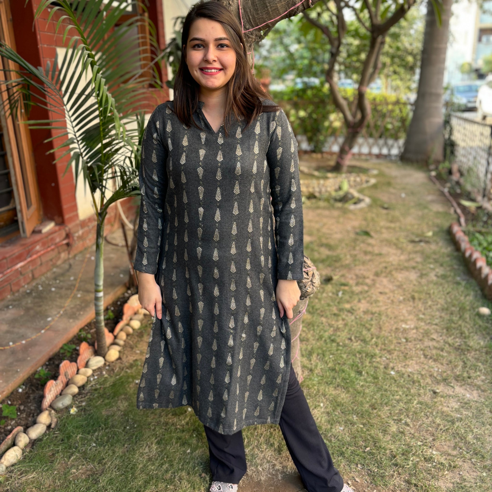 Grey Gold basic Woollen kurta