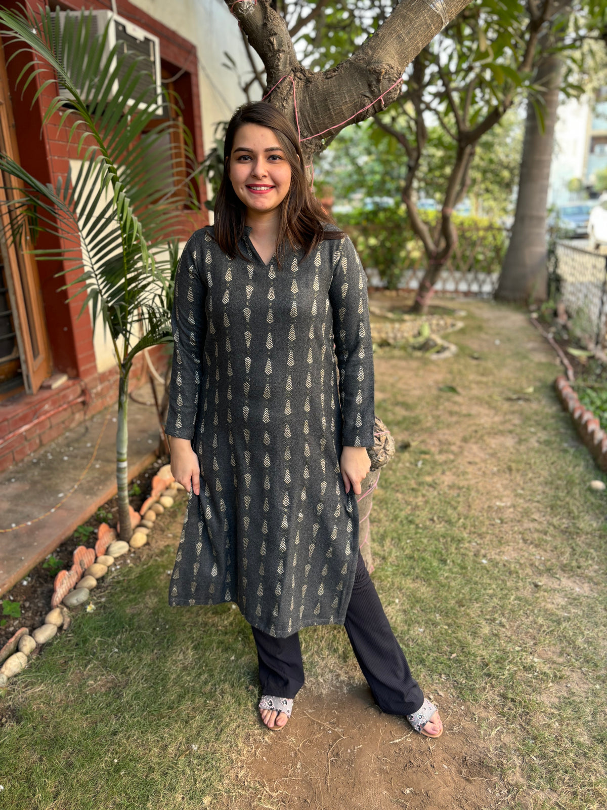 Grey Gold basic Woollen kurta