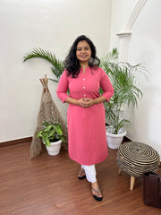 Rose pink basic kurta - MYSANSKRITAM