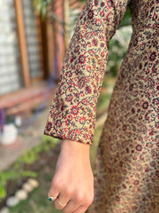 Cream floral woollen Kurta