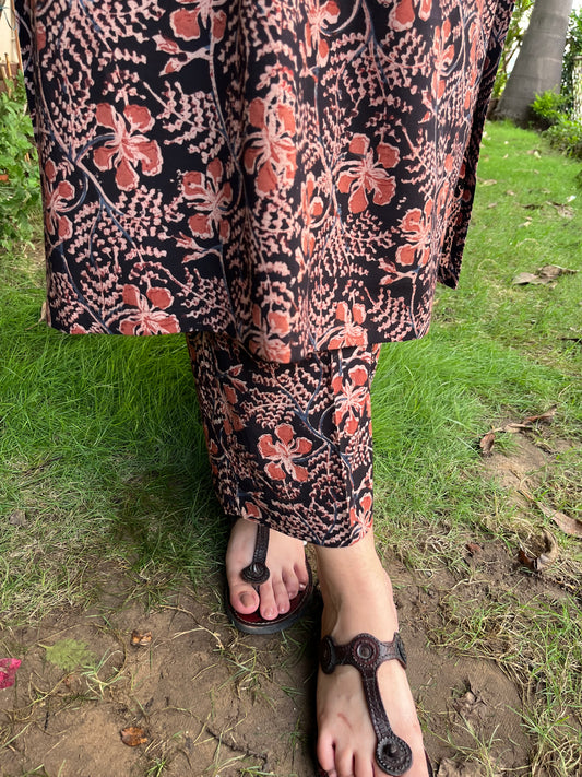 Black Kalamkari Palazzo - MYSANSKRITAM