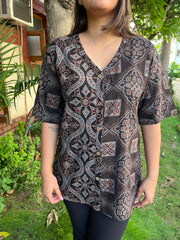 Black Bhujodi print Shirt - MYSANSKRITAM