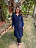 Dark Blue basic Woollen kurta - MYSANSKRITAM