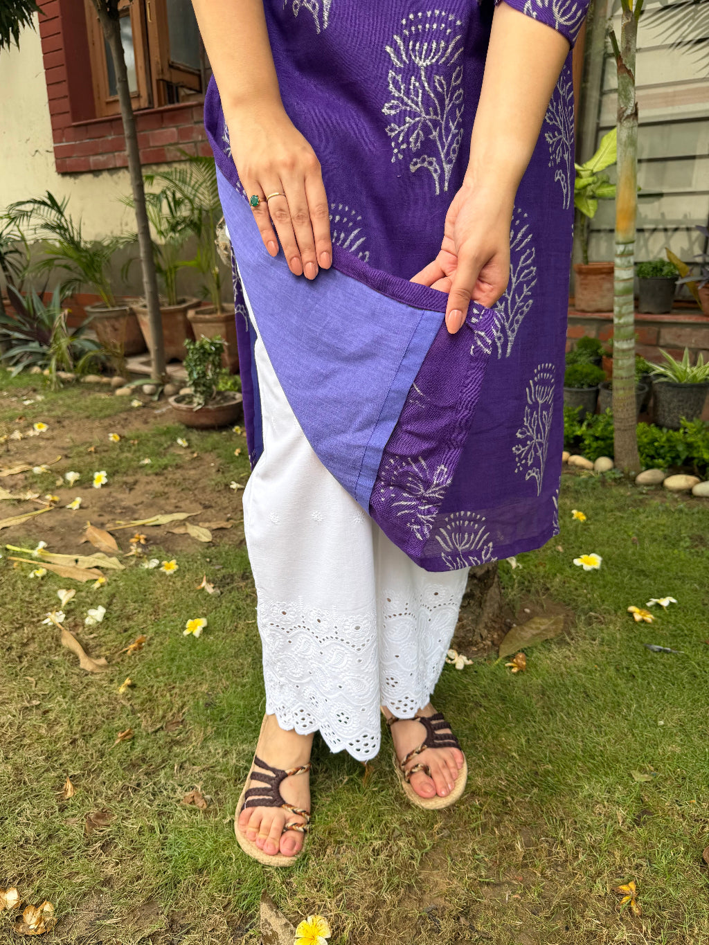 Purple Buta Kurta With Lining by Sanskritam