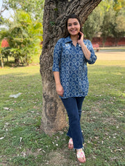 Indigo Abstract Print short kurti