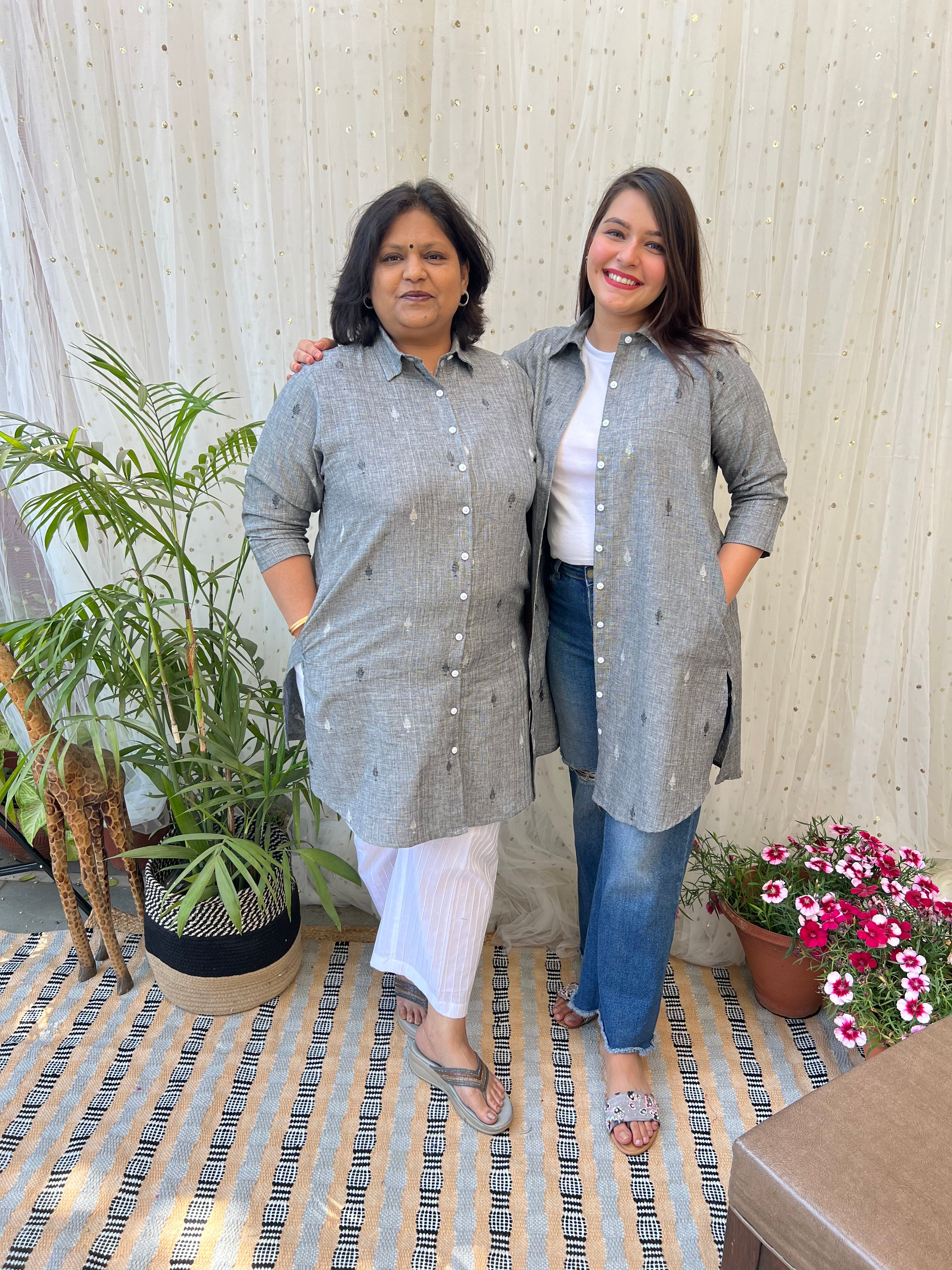 Grey Jacquard Shirt - MYSANSKRITAM