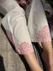 onion pink floral handblock full suit set