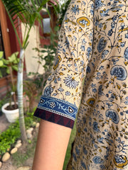 Beige jaal straight kurta sleeve by Sanskritam