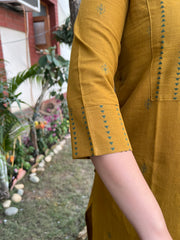 Mustard Mehendi Buti Kurta