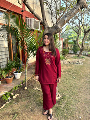 Maroon woollen coord set