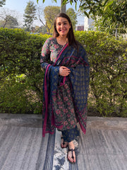 Blue Floral Suit Set by Sanskritam