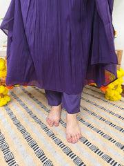 Purple embroidered suit set