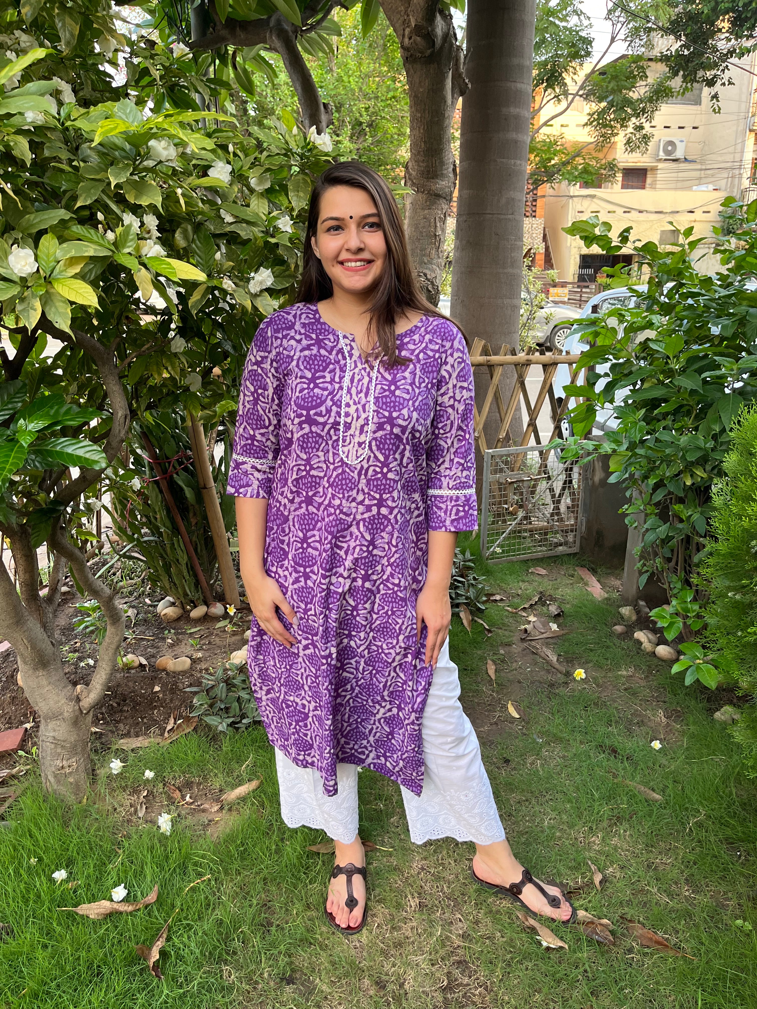 Purple Bagru Kurta - MYSANSKRITAM